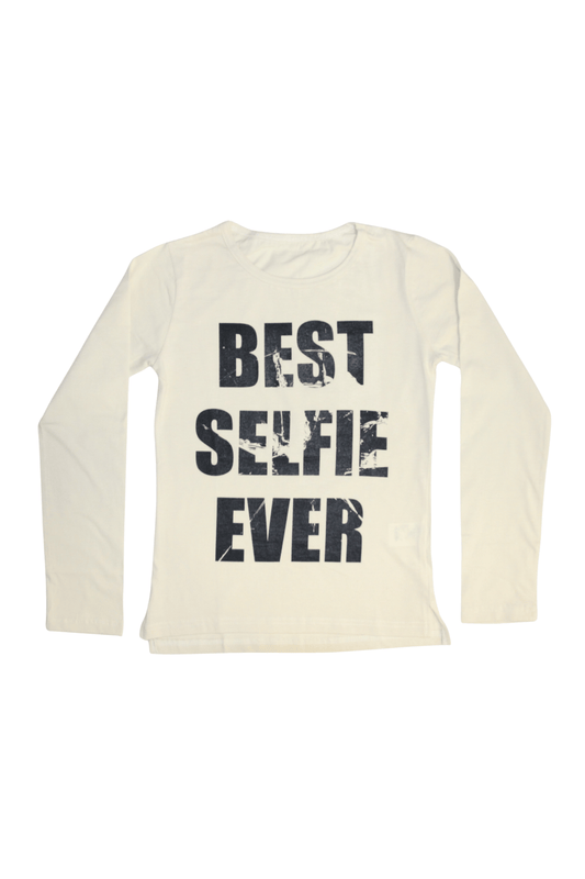 Best Selfie Ever bodi bluza za devojčice (bež)